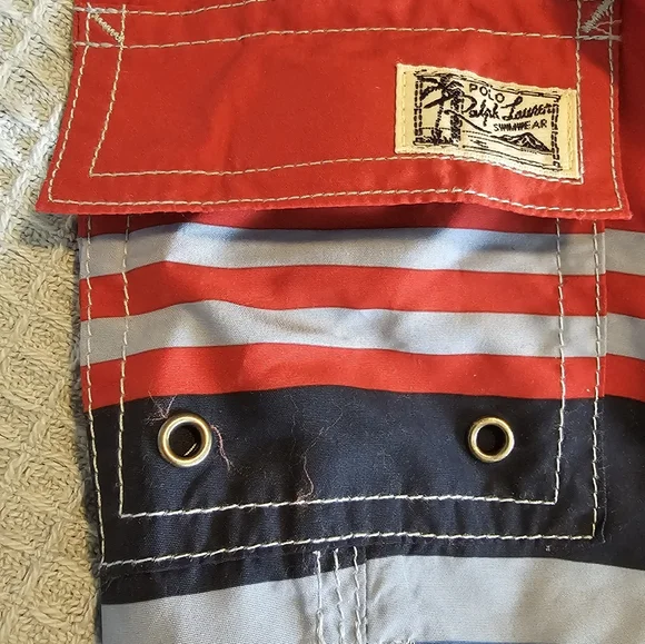 Polo Ralph Lauren Swim Trunks Lined Blues & Red Pockets Little Boy's Size 4/4T